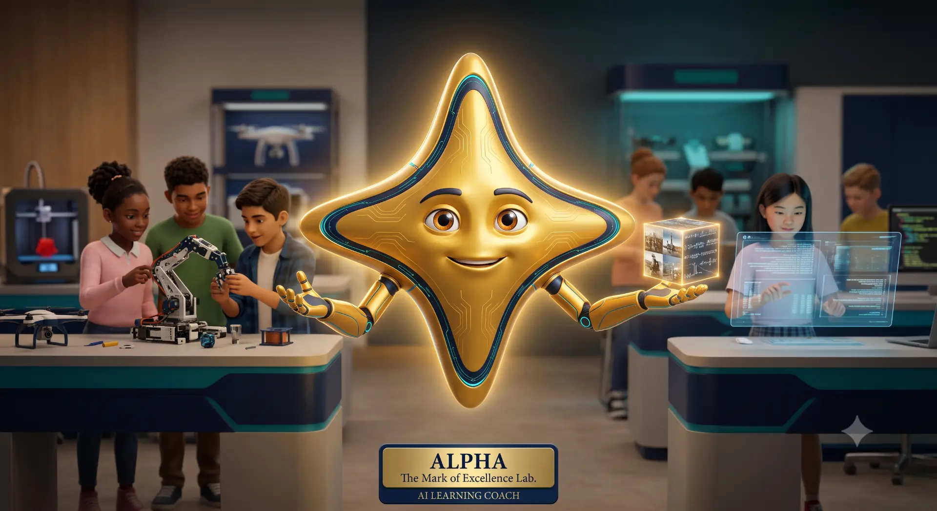 Alpha as a gold star companion in a middle school innovation lab